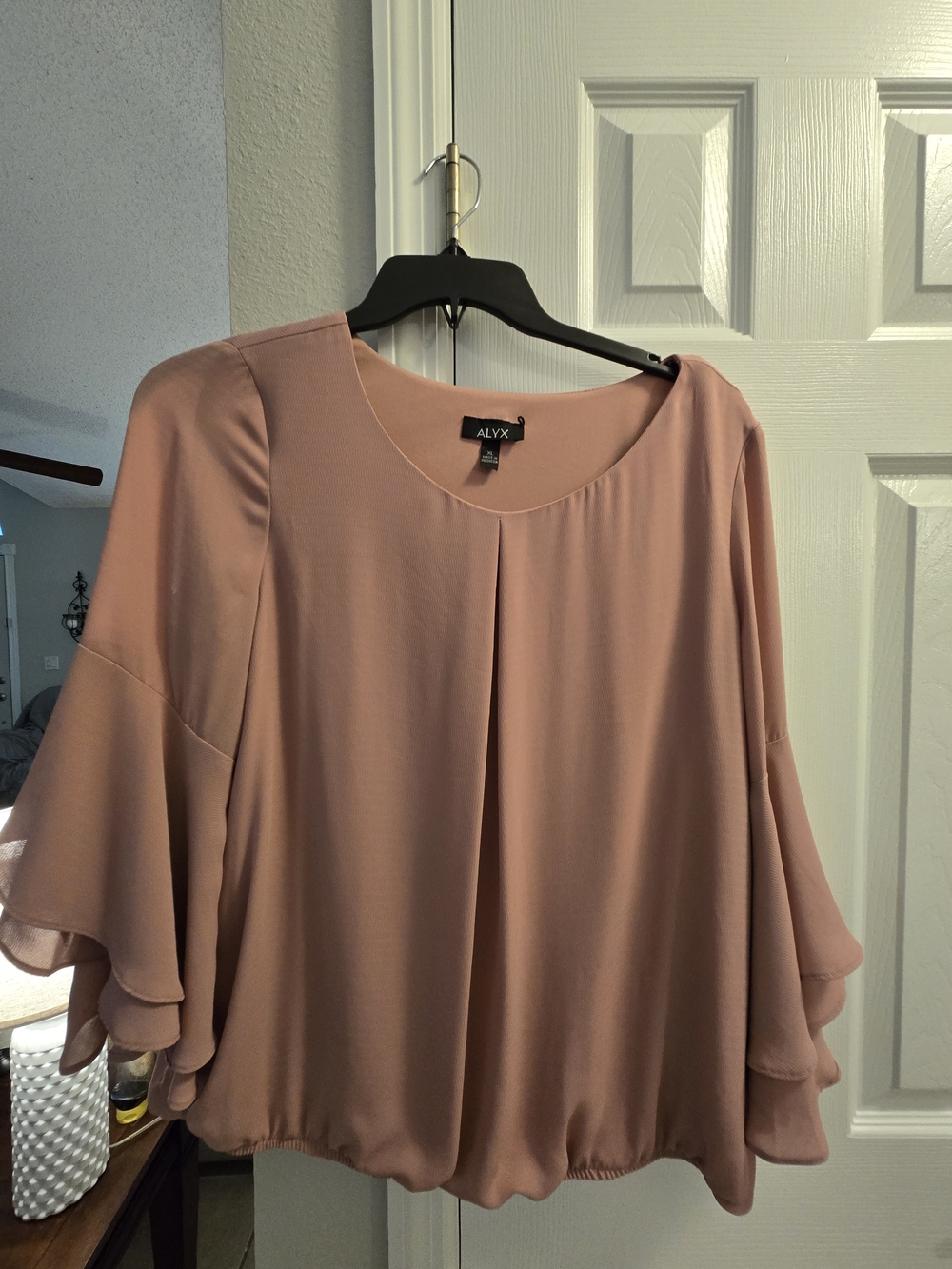 ALYX Women's Dusty Rose Ruffle Sleeve Blouse